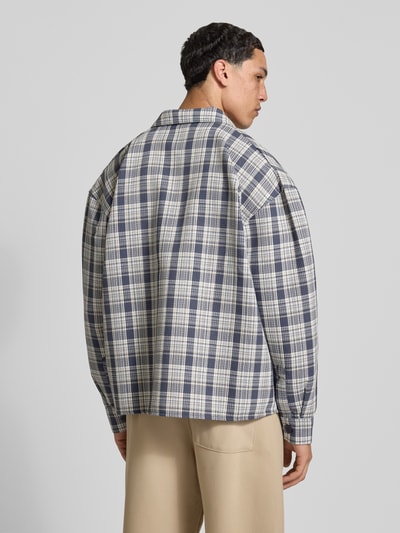 PEGADOR Relaxed Fit Freizeithemd mit Kentkragen und Label-Stitching Dunkelblau 5