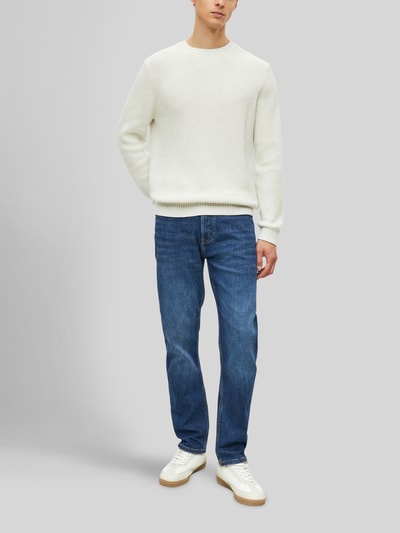 s.Oliver RED LABEL Regular Fit Strickpullover aus reiner Baumwolle mit Rundhalsausschnitt Offwhite 1