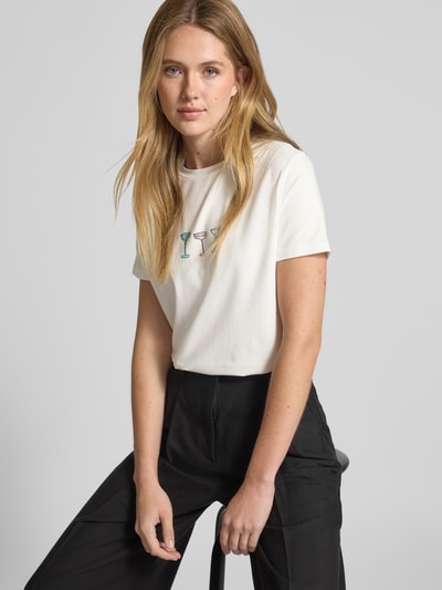 comma T-Shirt mit Motiv-Print Offwhite 3