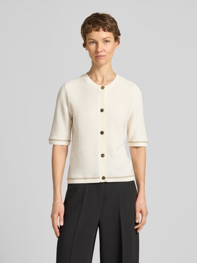 s.Oliver BLACK LABEL Kardigan rozpinany o kroju regular fit z czystej bawełny Biały 4