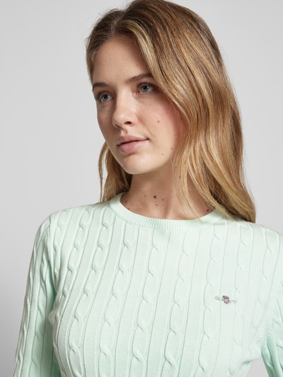 Gant Strickpullover mit Label-Stitching Mint 3