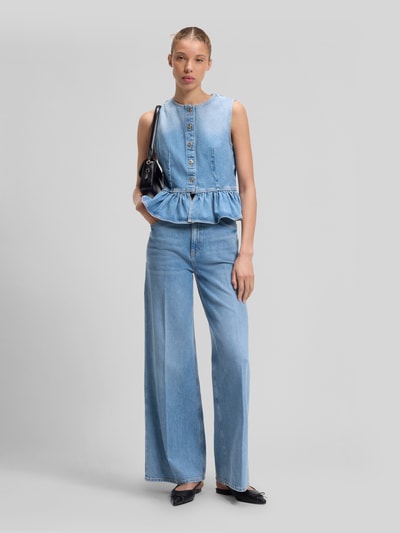 HUGO Wide Leg Jeans aus reiner Baumwolle mit Bügelfalten Hellblau 1