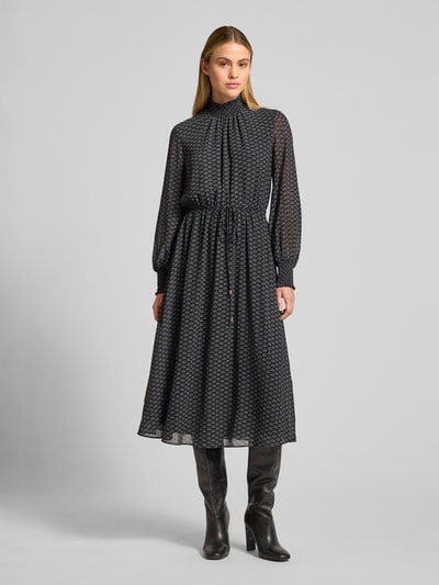 Jake*s Collection Midi-jurk met opstaande kraag met ruches Donkerblauw - 4