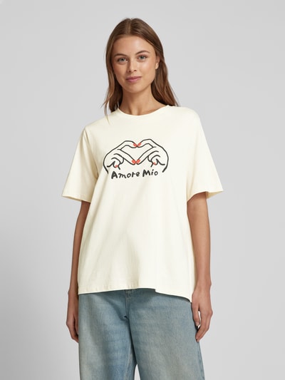 Vero Moda Loose Fit T-Shirt mit Statement Print Modell 'VALERIE' Offwhite 4