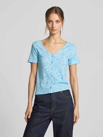 Tom Tailor Denim Regular Fit Blusenshirt mit Allover-Muster Hellblau 4
