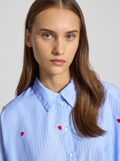 Only Regular fit overhemdblouse met motiefstitching, 'NEW LINA GRACE' Lichtblauw - 3