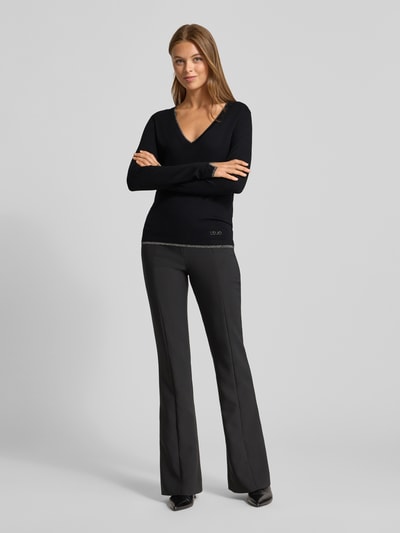 Liu Jo White Pullover mit V-Ausschnitt und Effektgarn Black 1