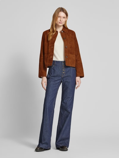 Zadig & Voltaire Jacke in Leder-Optik mit Eingrifftaschen Modell 'LESSA' Cognac 1