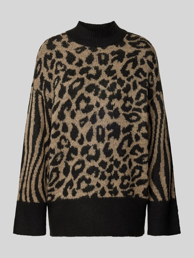 Vero Moda Regular Fit Strickpullover mit Animal-Print Modell 'MARS' Black 2