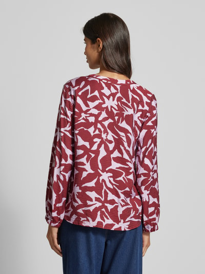 s.Oliver RED LABEL Regular fit viscose blouse met all-over print en kreukstructuur Kersenrood - 5