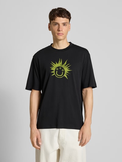 Hugo Blue Regular Fit T-Shirt aus reiner Baumwolle Black 4