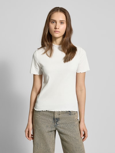 Marc O'Polo Denim T-Shirt mit Feinripp Weiss 4