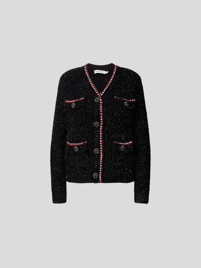 Self-Portrait Strickjacke mit Pattentaschen Schwarz 2