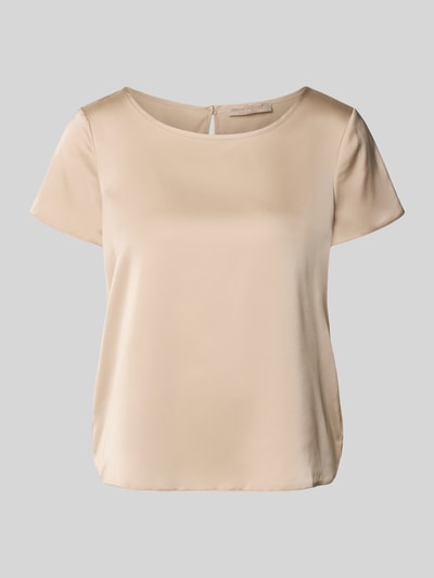 Produktfoto, Blusenshirt mit Rundhalsausschnitt und abgerundetem Saum von Rinascimento in Beige, glatte Oberfläche, Loose Fit, Material-Mix mit Stretch-Anteil