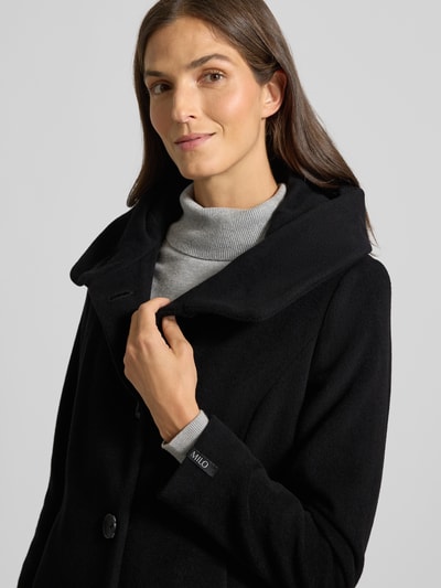 Milo Coats Lange jas met opstaande kraag, model 'STACY' Zwart - 3