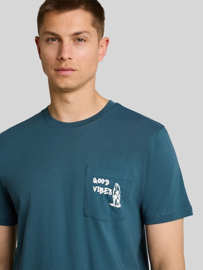 Tom Tailor Denim Regular Fit T-Shirt aus reiner Baumwolle Petrol 3