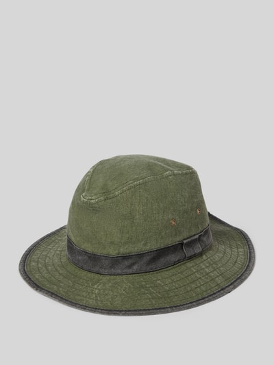 Produktfoto, Safarihut aus Baumwolle mit Hutband van Müller Headwear in olijfgroen en zwart, puur katoen, brede krempel, two-tone-stijl