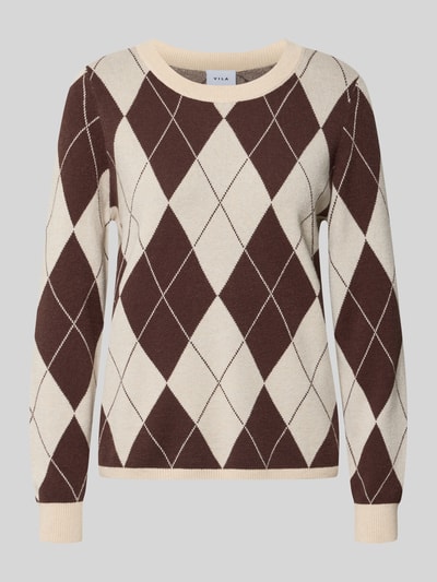 VILA Strickpullover aus Viskose-Mix Modell 'TIF' Dunkelbraun 2