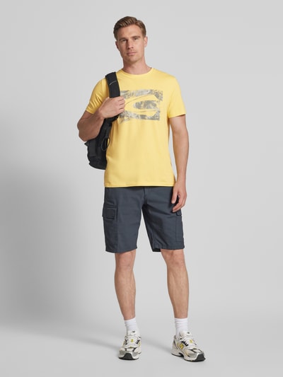 camel active T-shirt met logo en ronde hals Pastelgeel - 1