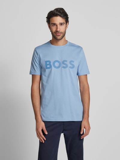 BOSS Green T-Shirt mit Label-Print Hellblau 4