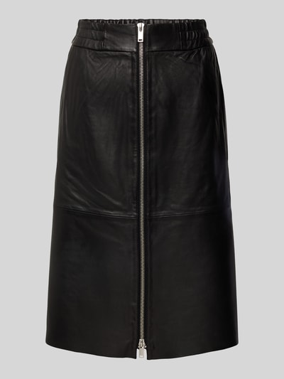 Bash Knielange rok in leerlook, model 'MONA' Zwart - 2