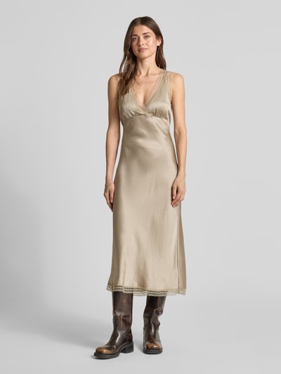 LOLLYS LAUNDRY Midikleid mit Spitzenbesatz Modell 'Clari' Sand 4