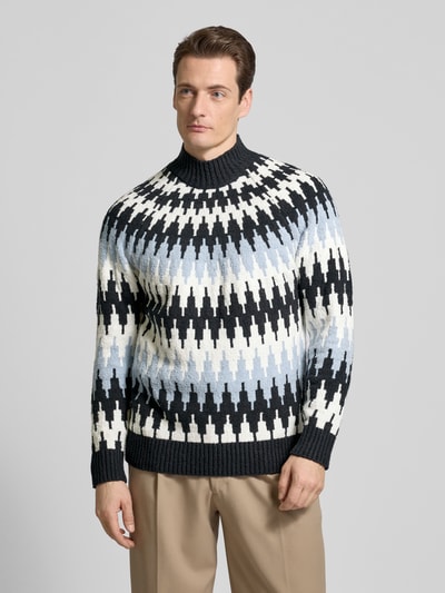 Drykorn Strickpullover mit Stehkragen Modell 'PIREO' Dunkelblau 4