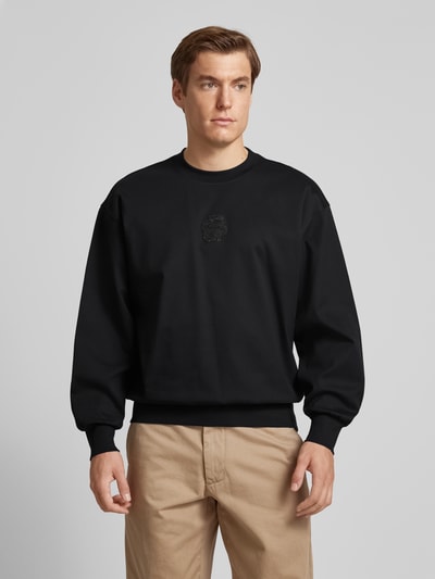 BOSS Sweatshirt met labeldetail, model 'Solen' Zwart - 4