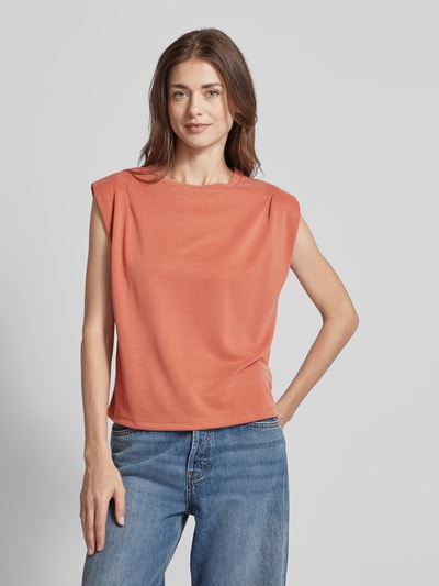 Jake*s Collection Tanktop met geribde ronde hals Terracotta - 4