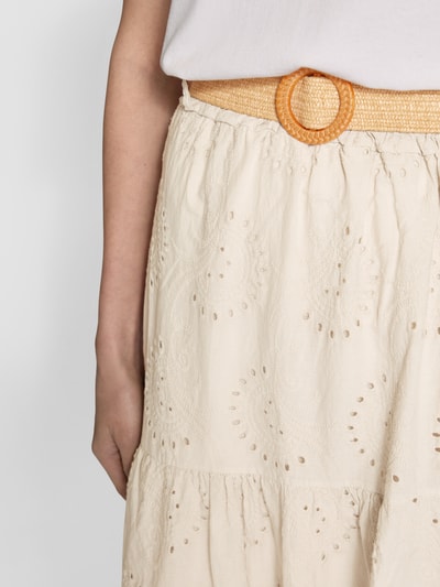 ZABAIONE Midirok met broderie anglaise en riem Beige - 3