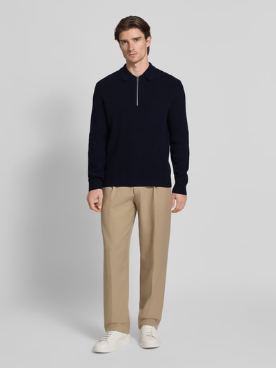 Samsøe Samsøe Strickpullover aus Wolle mit Reißverschluss Modell 'ISAKS' Dunkelblau 1