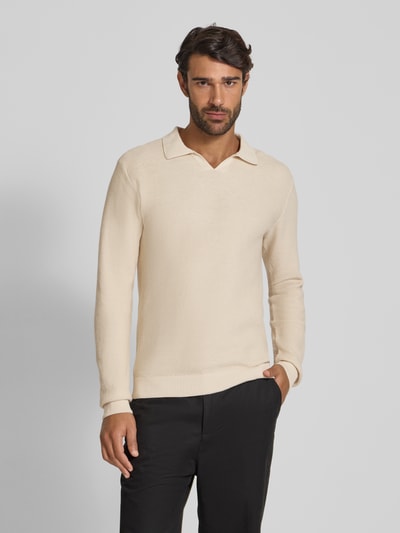 Jack & Jones Premium Strickpullover mit gerippten Abschlüssen Modell 'EASTON' Beige 4