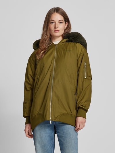 Original Bombers Jacke mit Kunstfellbesatz Khaki 4