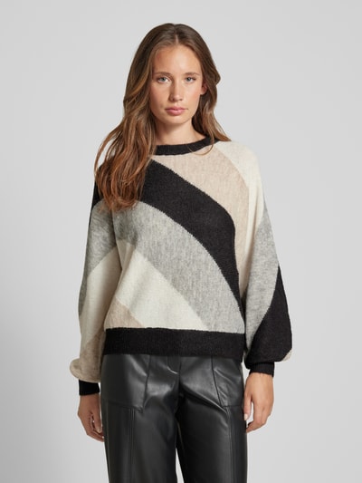 ICHI Gebreide pullover met raglanmouwen, model 'KAMARA' Zwart - 4