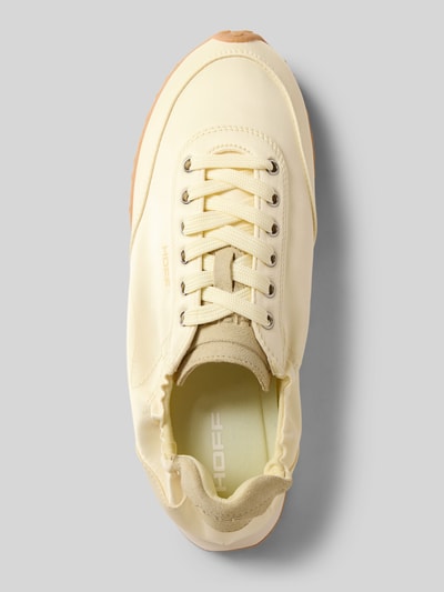 Produktfoto, Sneakersy z mieszanki skóry i tkaniny, model 'BRIDGE SATIN MIMOSA' od HOFF, zaokrąglony czubek, wiązanie, gumowa podeszwa, wysokość obcasa w rozmiarze 40: 1 cm, wysokość cholewki w rozmiarze 40: 5 cm, szerokość w rozmiarze 40: 6 cm