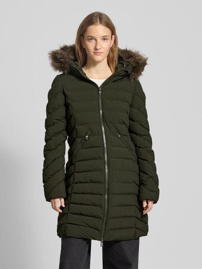 Superdry Płaszcz pikowany o kroju regular fit z obszyciem ze sztucznego futra model ‘Fuji’ Oliwkowy 4