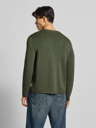 Marc O'Polo Denim Regular fit gebreide pullover van katoenmix Kaki - 5