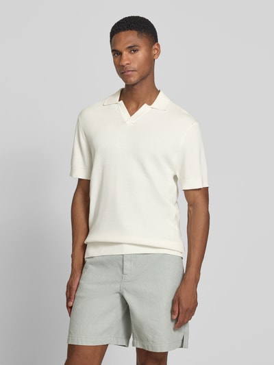 Casual Friday Regular Fit Strick-Poloshirt mit Strukturmuster Modell 'MOSVIK' Offwhite 4