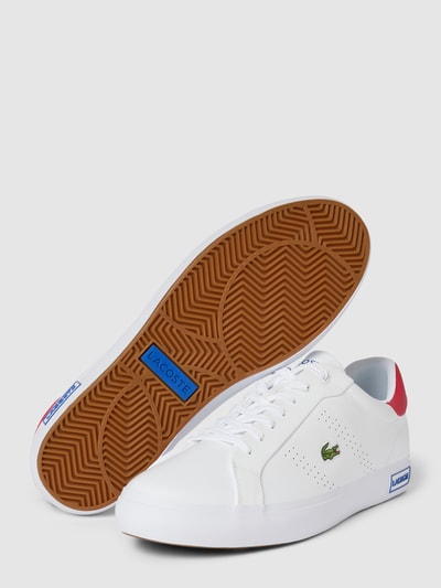 Lacoste Sneakersy skórzane z wyhaftowanym logo model ‘POWERCOURT’ Biały 4