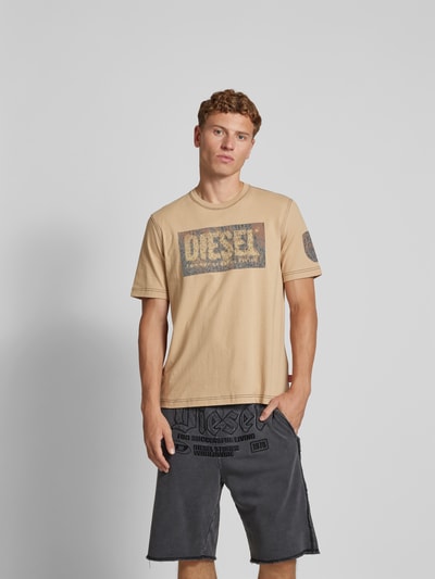 Diesel T-Shirt aus reiner Baumwolle Camel 4