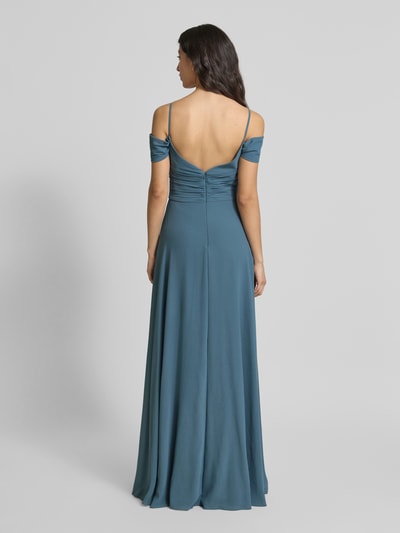 Mascara Abendkleid mit Carmen-Ausschnitt und Gehschlitz Schilf 5