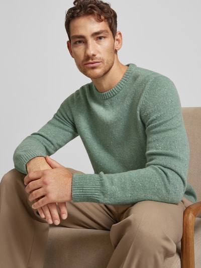 Marc O'Polo Regular fit gebreide pullover van Italiaans gespikkeld tweedgaren Mintgroen - 3