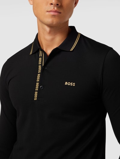 BOSS Green Poloshirt mit langen Ärmeln Modell 'PLEESY' Schwarz 3