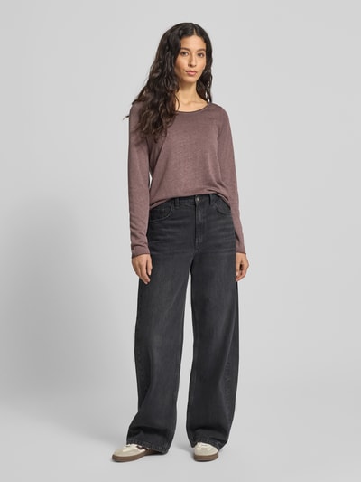 Smith and Soul Sweter z dzianiny ze zrolowanym dołem Ciemnobrązowy 1