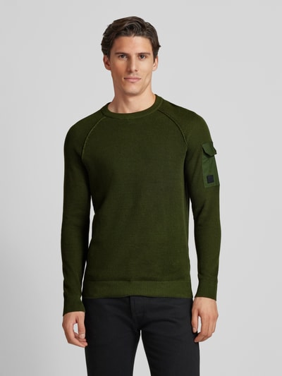 s.Oliver RED LABEL Regular fit gebreide pullover met raglanmouwen en structuurmix Olijfgroen - 4