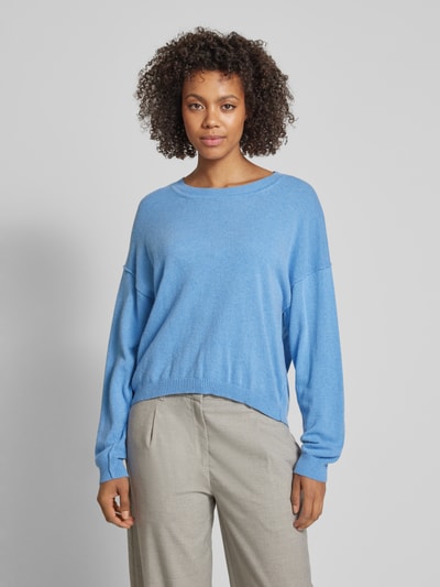 Stefanel Strickpullover mit überschnittenen Schultern Blau 4