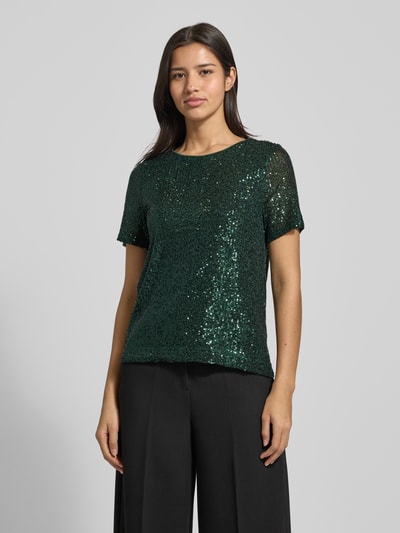 Apricot T-Shirt mit Paillettenbesatz Gruen 4
