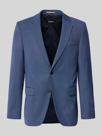 Produktfoto, Regular Fit Anzugsakko aus Schurwoll-Mix Modell 'JASPER' von BOSS, Allover-Muster, Blau, Reverskragen, 2-Knopf, Vorderansicht