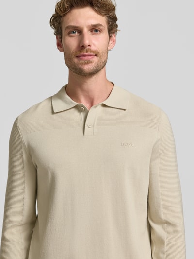 BOSS Green Relaxed Fit Poloshirt mit Woll-Anteil Modell 'KN_Momentum-X PL' Offwhite 3