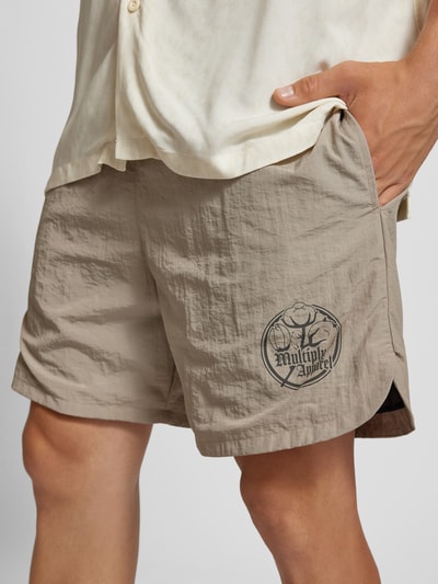 Multiply Apparel Regular Fit Shorts mit Label-Print Beige 3
